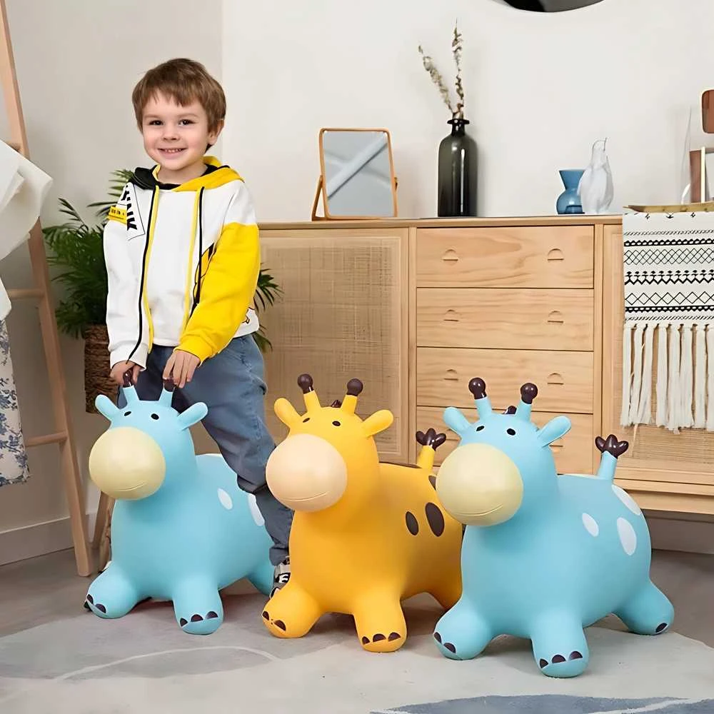 Woopie Šokinėjantis Girafo Guminis Žaislas Geltonas + Pompą