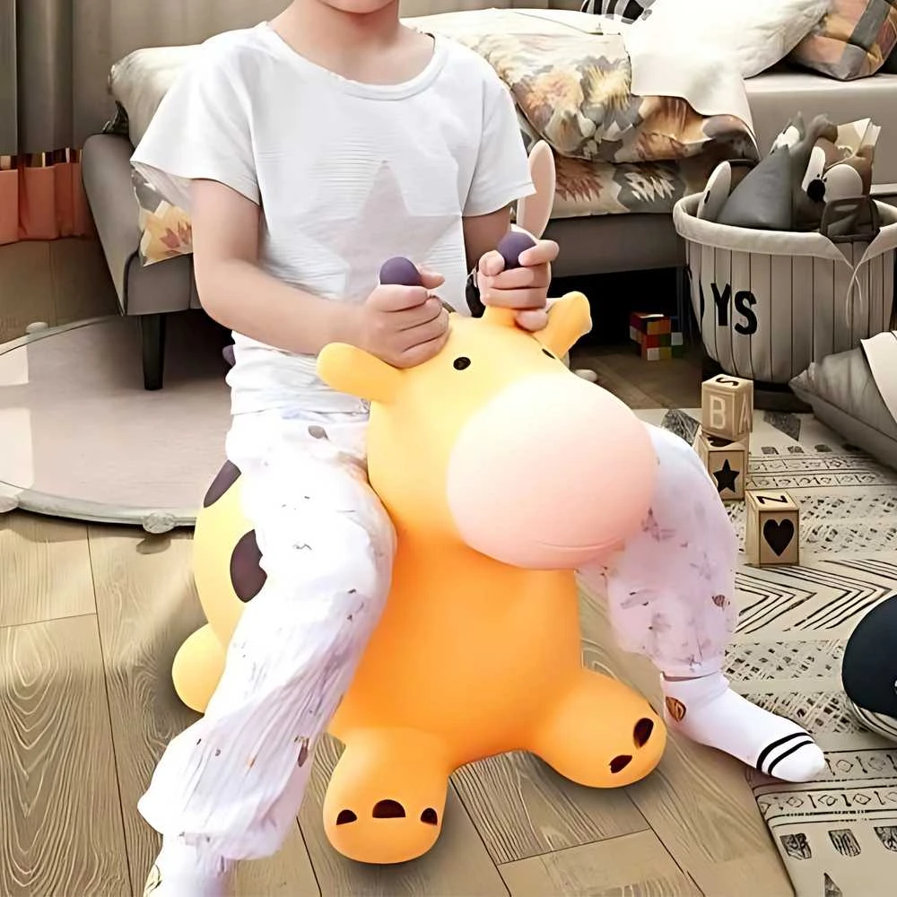 Woopie Šokinėjantis Girafo Guminis Žaislas Geltonas + Pompą