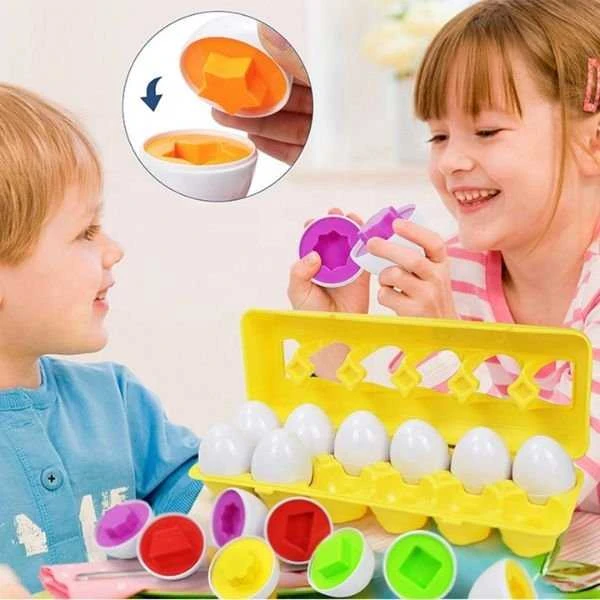 Dėlionė WOOPIE Ugdymo Žaislas Jajka Montessori - Porašyk Formas ir Spalvas