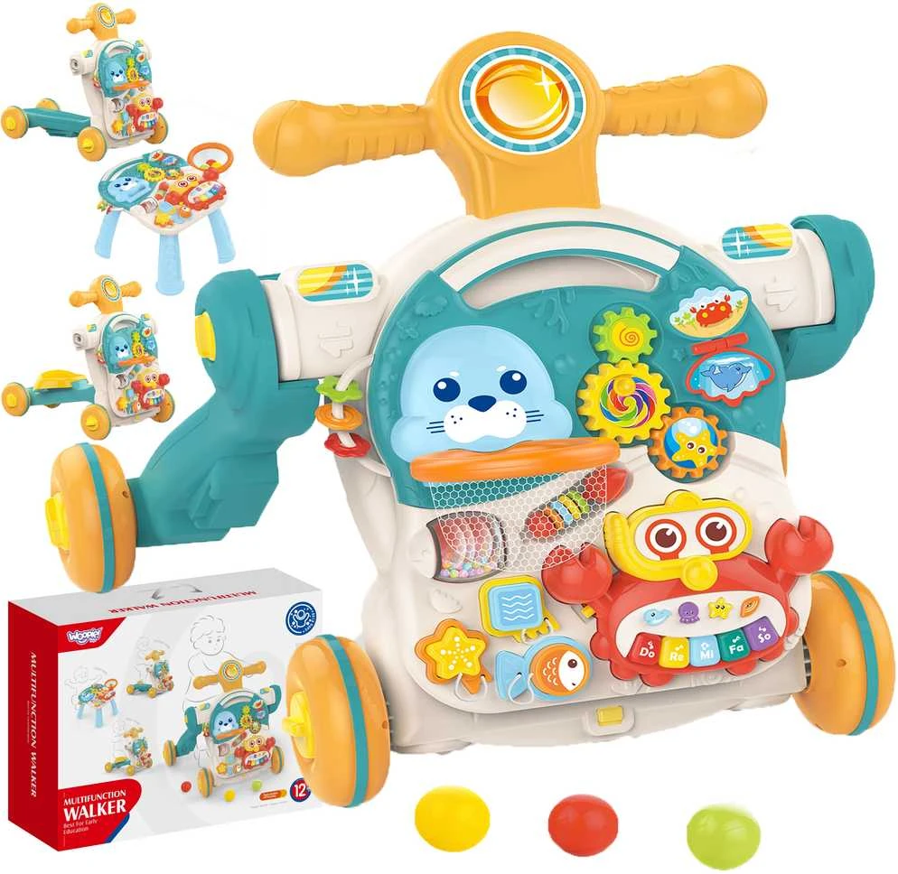 Woopie Vaikiškas vežimėlis Edukacinis stalas Paspirtukas Rider 4in1