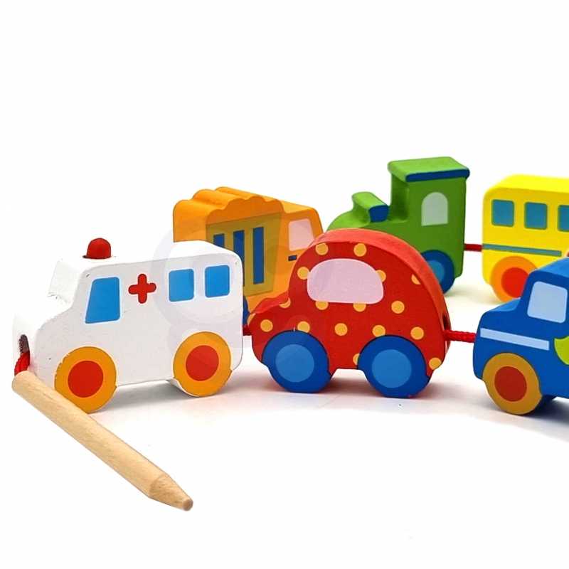 WOOPIE Medinės Klockiai Suvyniojimo Transporto Priemonės 13 vnt.
