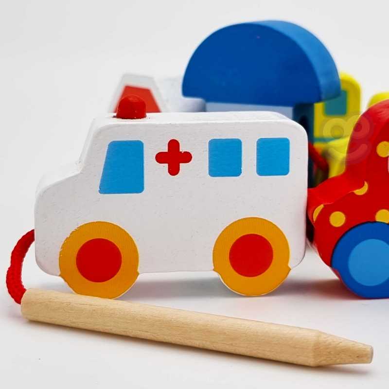 WOOPIE Medinės Klockiai Suvyniojimo Transporto Priemonės 13 vnt.