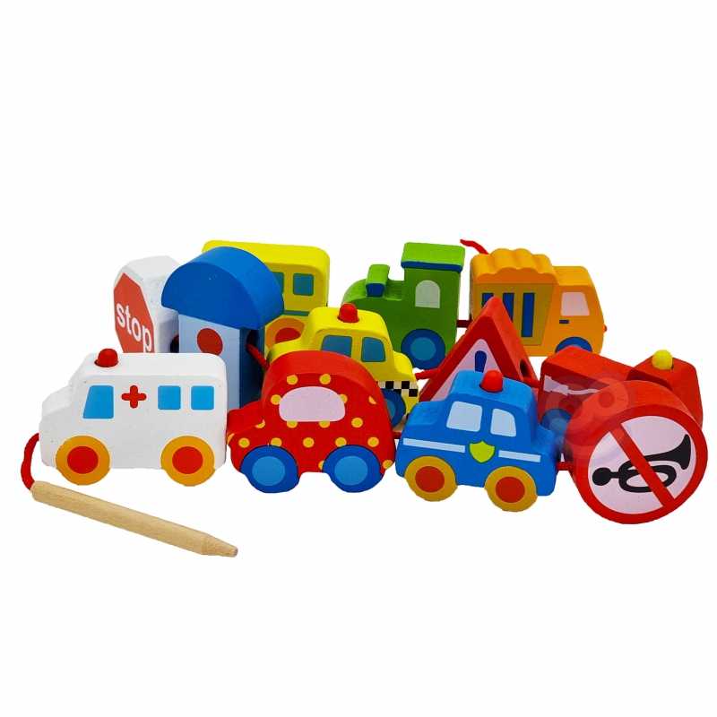 WOOPIE Medinės Klockiai Suvyniojimo Transporto Priemonės 13 vnt.