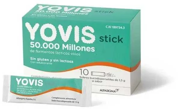 Alfasigma Yovis 10 Stick Bucodispensable 50.000 milijonų aktyvių fermentų