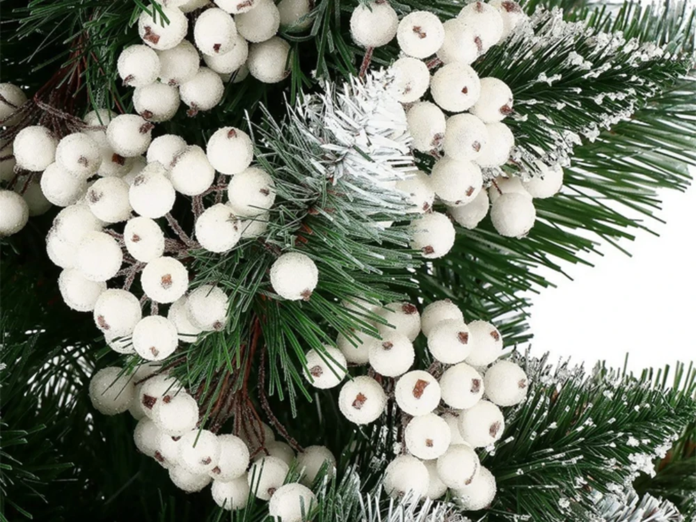 Kalėdinė balta šarma padengta dekoracija 15 cm, 5 vnt.