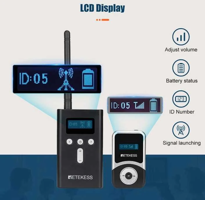 Bevielė gido sistema - 15 vartotojų Retekess T130S T131S Audio Tour Guide