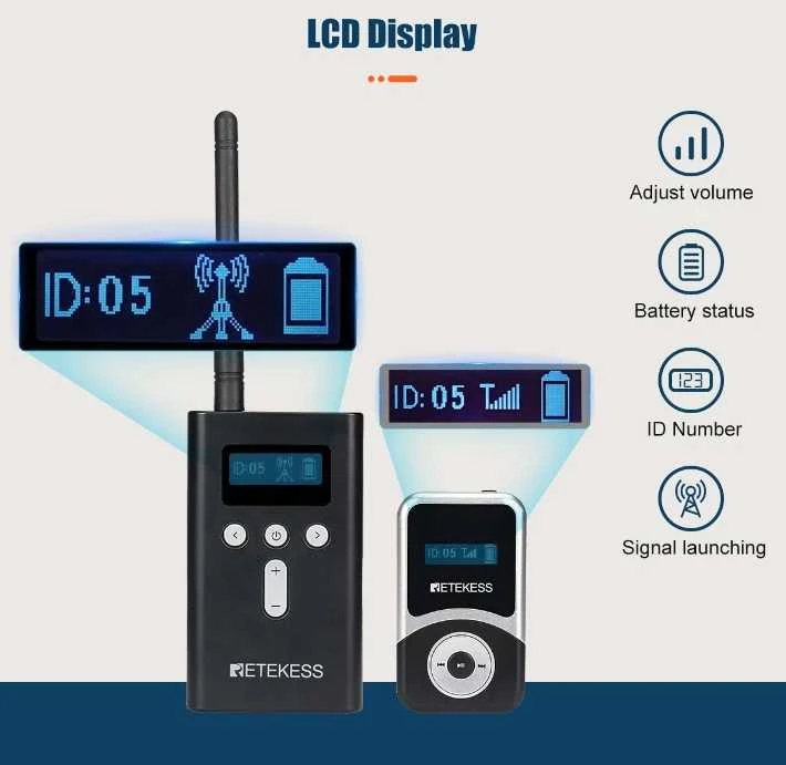 Bevielė gido sistema - 30 vartotojų Retekess T130S T131S Tour Audio Systems for Tourism with Charging Case