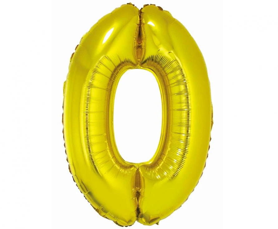 GoDan Folinis balionas skaičius “0” aukso spalvos