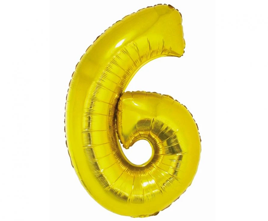GoDan Folinis balionas skaičius “6” aukso spalvos