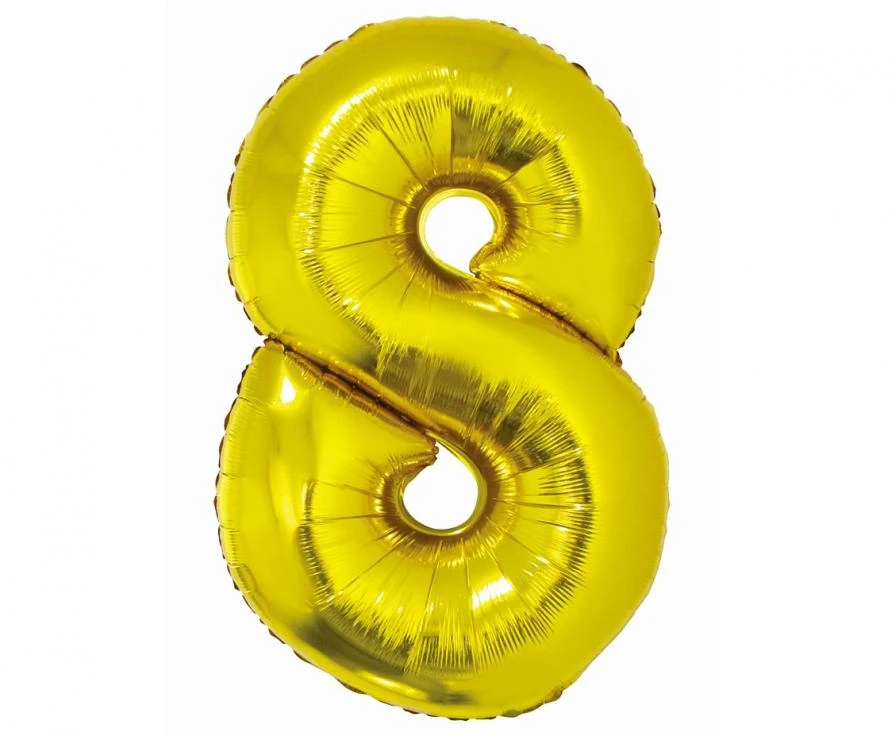 GoDan Folinis balionas skaičius “8” aukso spalvos