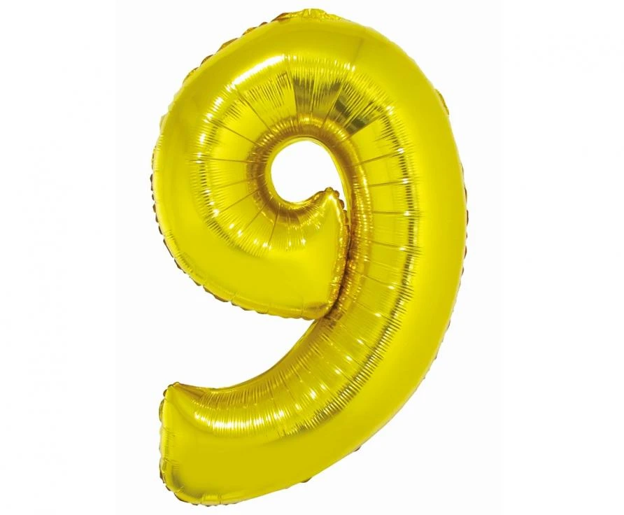 GoDan Folinis balionas skaičius “9” aukso spalvos