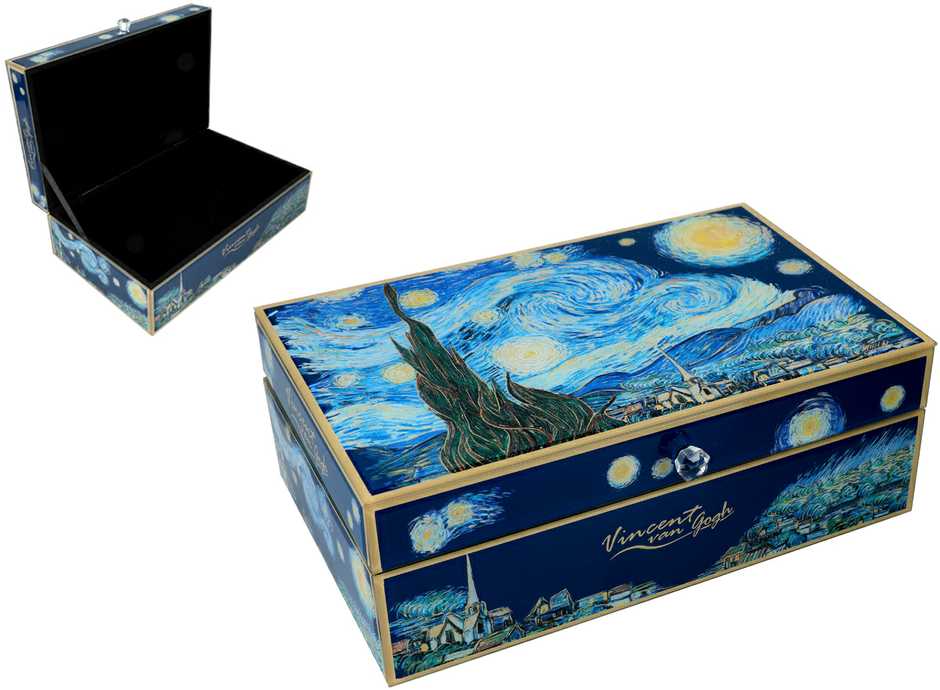 Stiklinė papuošalų dėžutė – V. van Goghas, Žvaigždėta naktis (CARMANI)