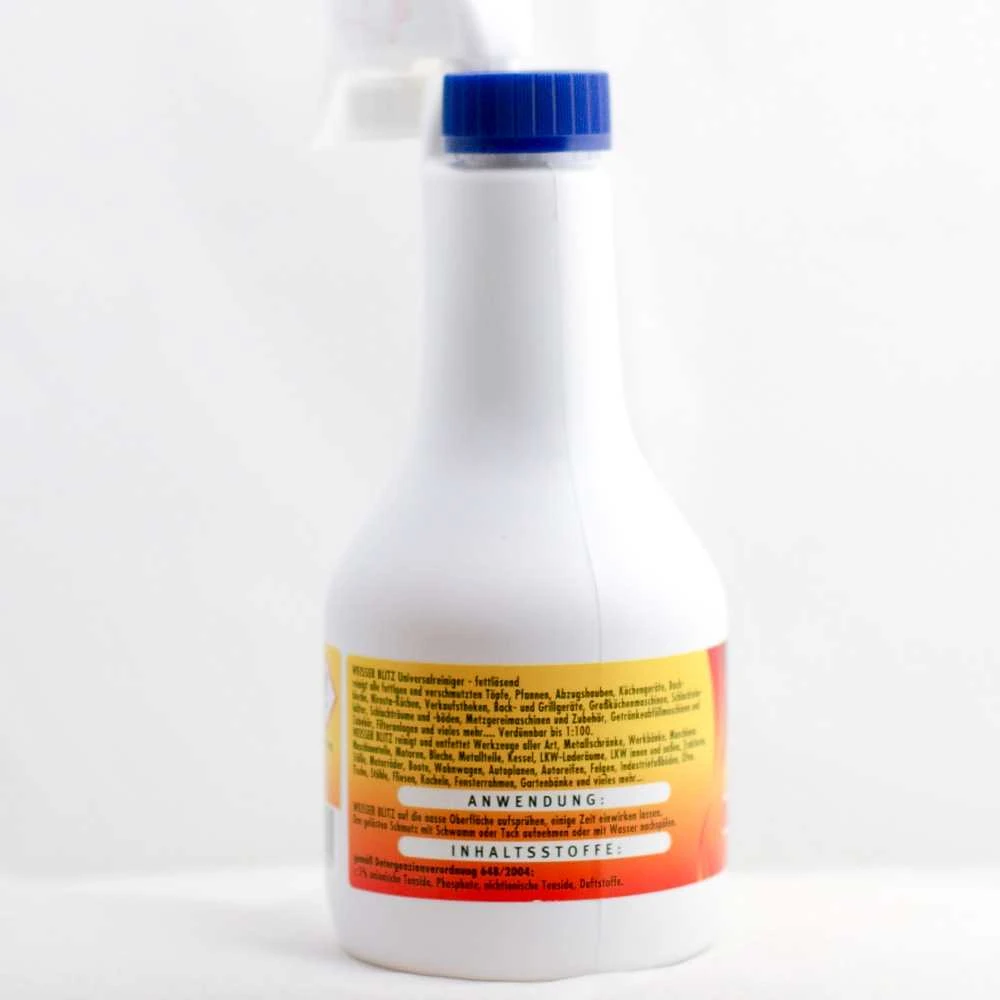 Stolz Universalus skystas valiklis WEISSER BLITZ, tirpinantis riebalus, gartraukių filtrams, su purkštuvu komplekte, 500ml