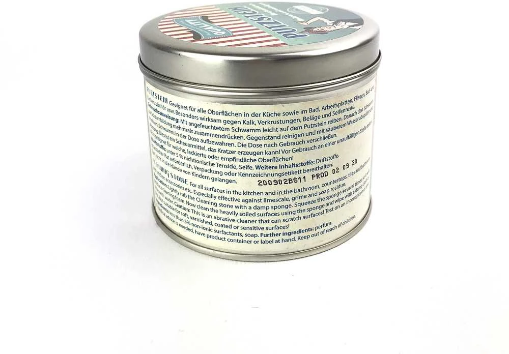 Stolz Universalus valymo ir poliravimo akmuo metalinėje dėžutėje PUTZSTEIN CLEANING STONE ORIGINAL, komplekte kempinė, 350g