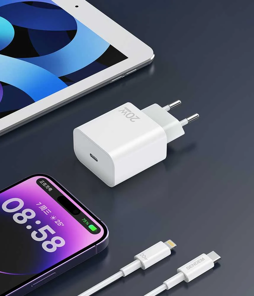 SENDEM OG73 USB-C+C2C PD 20W, baltas