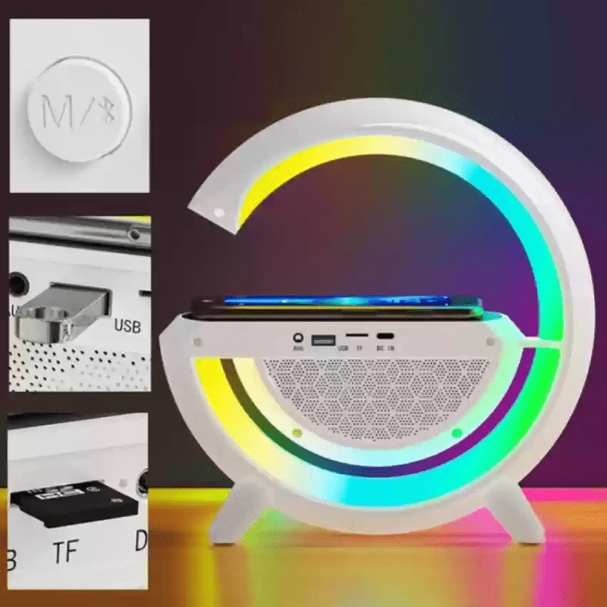 3in1 5W Garso kolonėlė su RGB apšvietimu ir belaidžiu įkrovimu