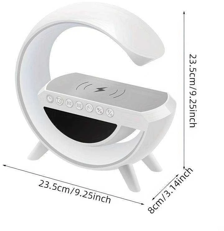 3in1 5W Garso kolonėlė su RGB apšvietimu, belaidžiu įkrovimu ir žadintuvu