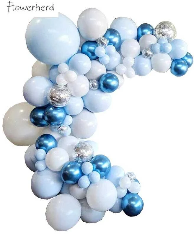 Blue Macaron Mėlyna Theme balionų rinkinys (104 vnt)