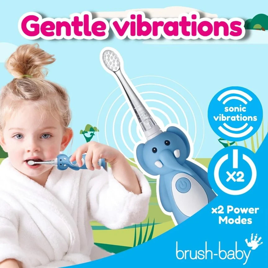Dantų šepetėlis Brush-baby Elektrinis dantų šepetukas baby WILDONES ELEPHANT