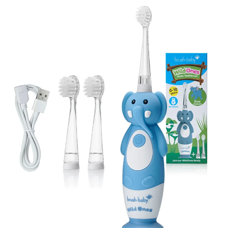 Dantų šepetėlis Brush-baby Elektrinis dantų šepetukas baby WILDONES ELEPHANT