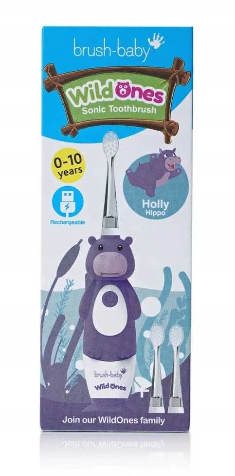 Dantų šepetėlis Brush-baby -Baby Wild Ones Hippo Soniczna 0-10