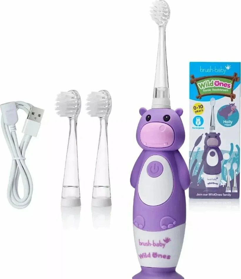Dantų šepetėlis Brush-baby -Baby Wild Ones Hippo Soniczna 0-10