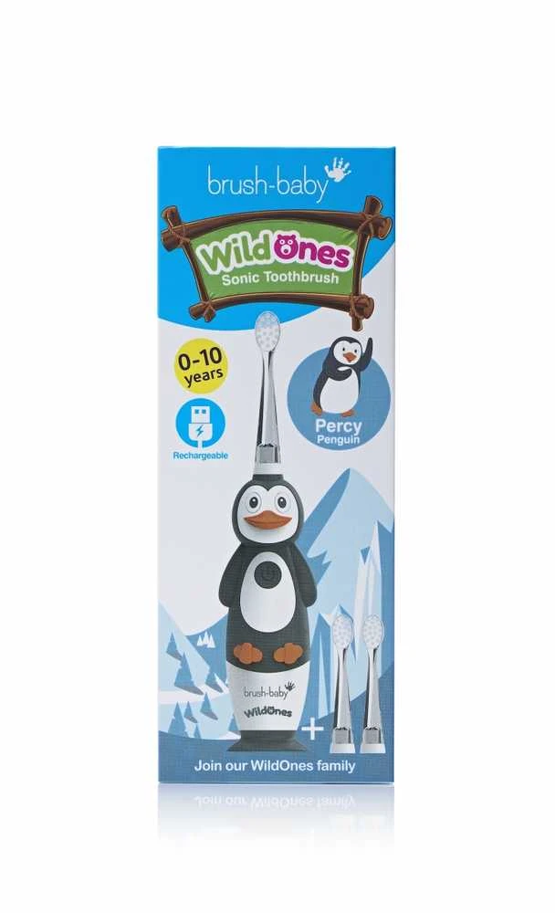 Brush-baby ŠEPETĖLIS BABY_Wild Ones vaikams sonic dantų šepetėlis 0-10 Penguin