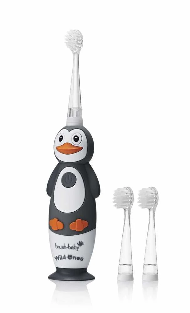 Brush-baby ŠEPETĖLIS BABY_Wild Ones vaikams sonic dantų šepetėlis 0-10 Penguin