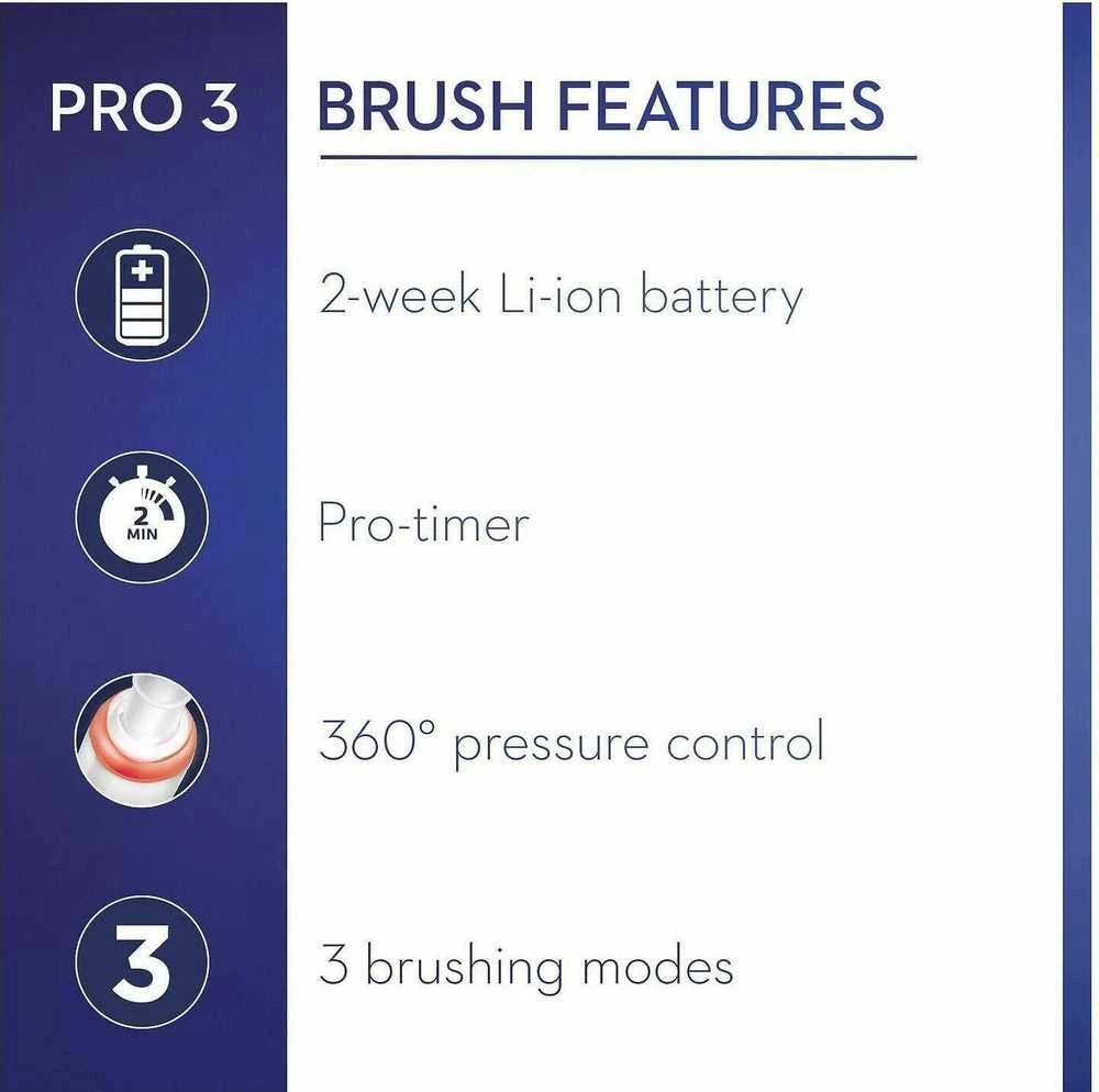 Braun Oral-B Pro 3 3000 Cross Action Elektrinis dantų šepetėlis, juodas