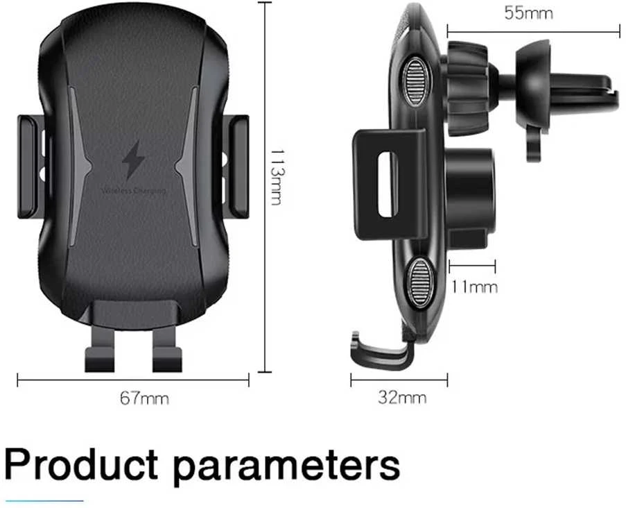 Techsuit CAPD032 universalus automobilinis telefono laikiklis su belaidžiu įkrovimu, 10W, juodas