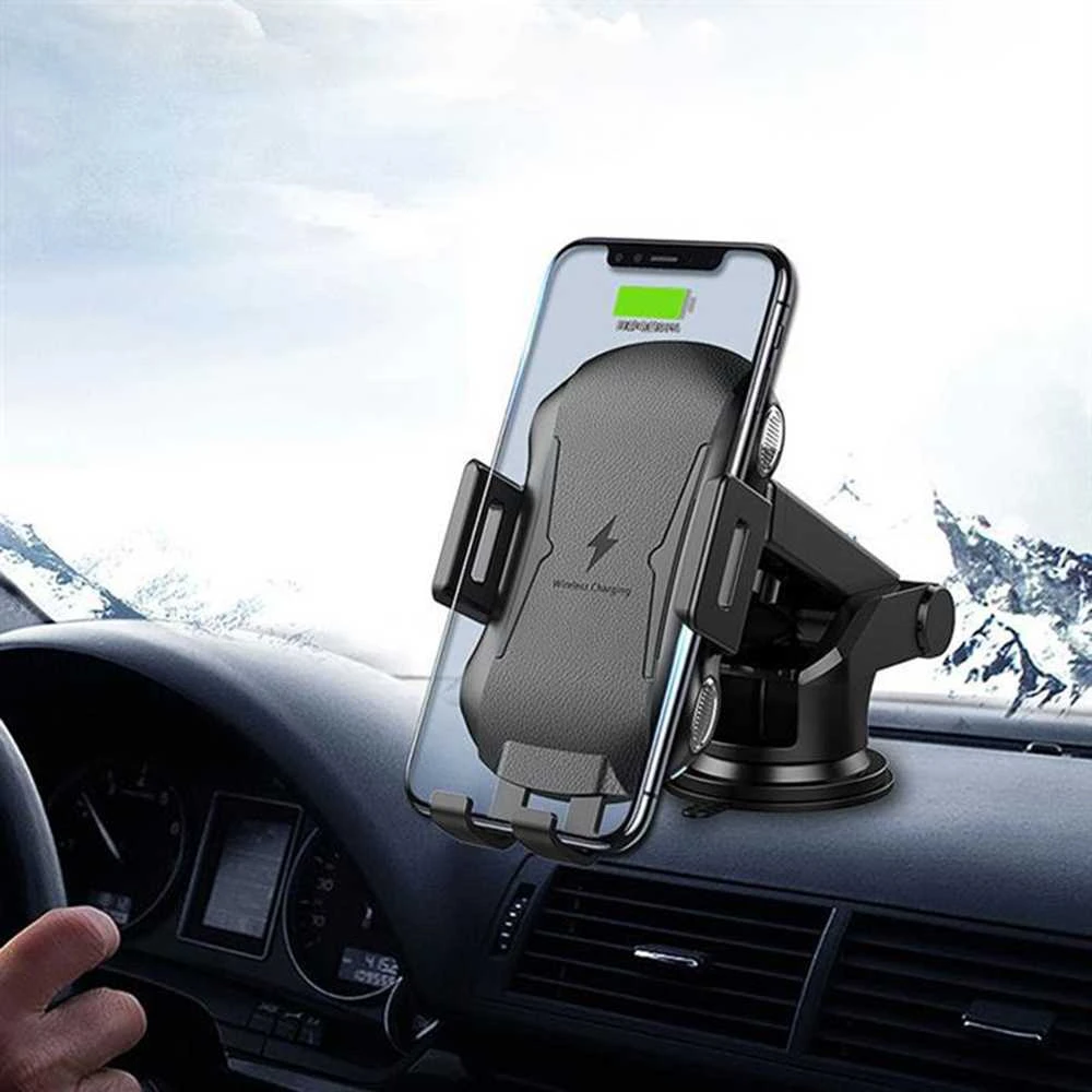 Techsuit CAPD032 universalus automobilinis telefono laikiklis su belaidžiu įkrovimu, 10W, juodas