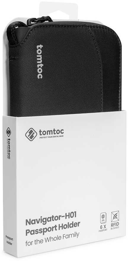 Tomtoc T03M1D1 talpi kelioninė piniginė - dėklas, juoda