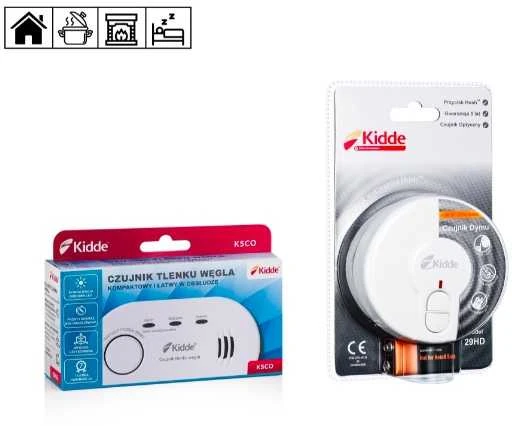 Anglies monoksido (smalkių) Kidde K5CO ir optinio dūmų Kidde 29HD detektorių rinkinys