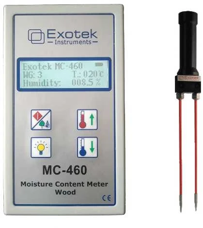 Drėgmės matuoklis medienai, medžio pjuvenoms, popieriui Exotek MC-460/S-10P