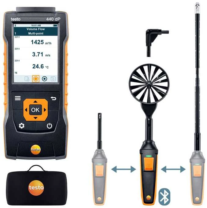Multifunkcinis anemometras Testo 440 delta P Air Flow ComboKit 2 / 0563 4410