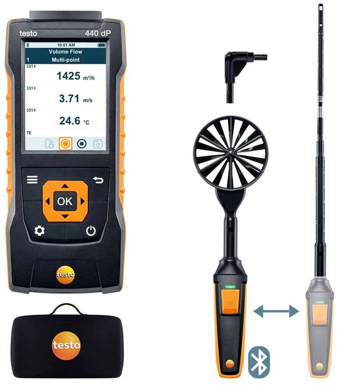 Multifunkcinis anemometras Testo 440 delta P Air Flow ComboKit 1 / 0563 4409