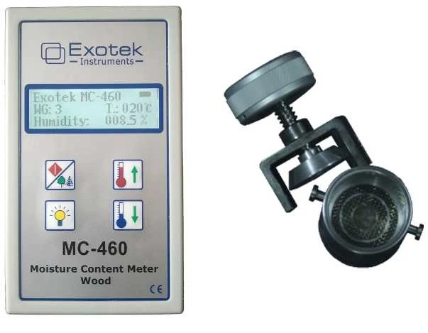 Pjuvenų, medienos, šieno, kavos, tekstilės, odos drėgmės matuoklis Exotek MC-460/S-40