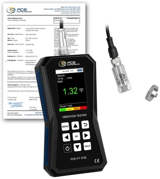 Vibracijos matuoklis PCE-VT 3700-ICA su ISO kalibravimo sertifikatu