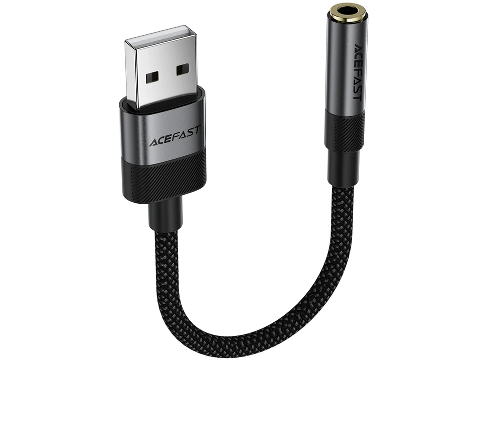 Acefast J13 USB-A to 3.5mm mini jack adapter - juodas