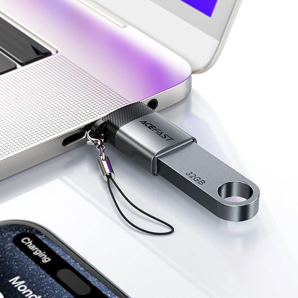 Acefast J7 USB-A - USB-C adapteris - pilkas
