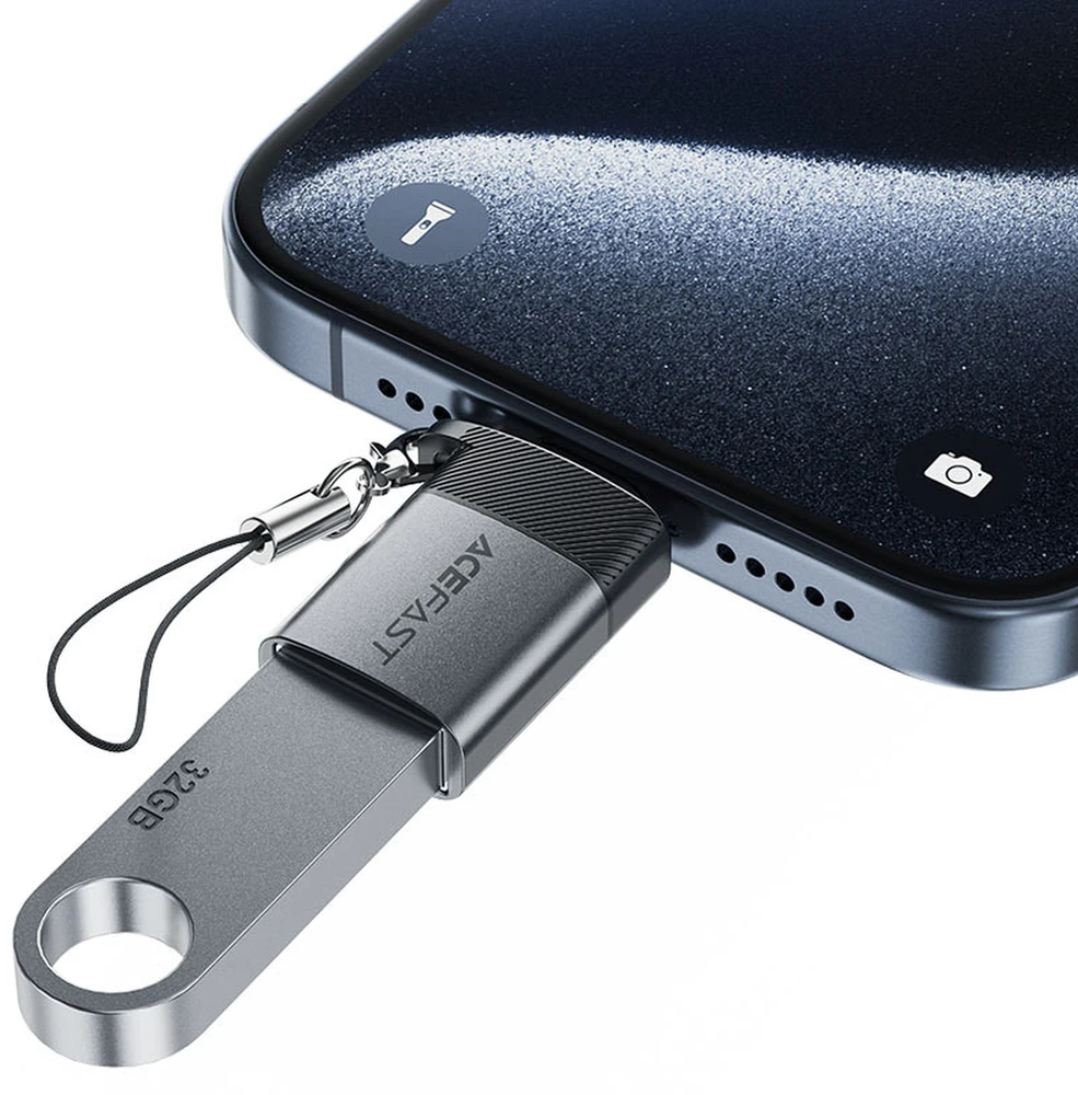 Acefast J7 USB-A - USB-C adapteris - pilkas