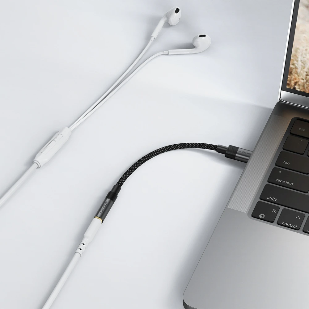 Acefast J12 USB-C to 3.5mm mini jack adapter - juodas