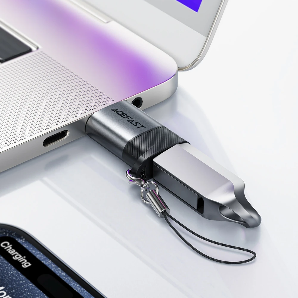 Acefast J8 USB-C - USB-A adapteris - pilkas