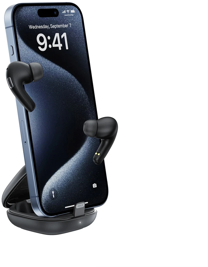 Acefast W4 TWS belaidės Įstatomos į ausis ausinės with phone stand function - juodas