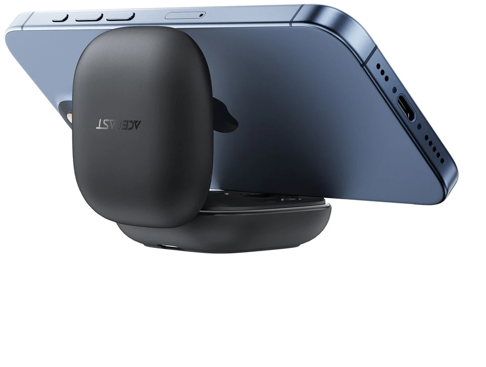 Acefast W4 TWS belaidės Įstatomos į ausis ausinės with phone stand function - juodas