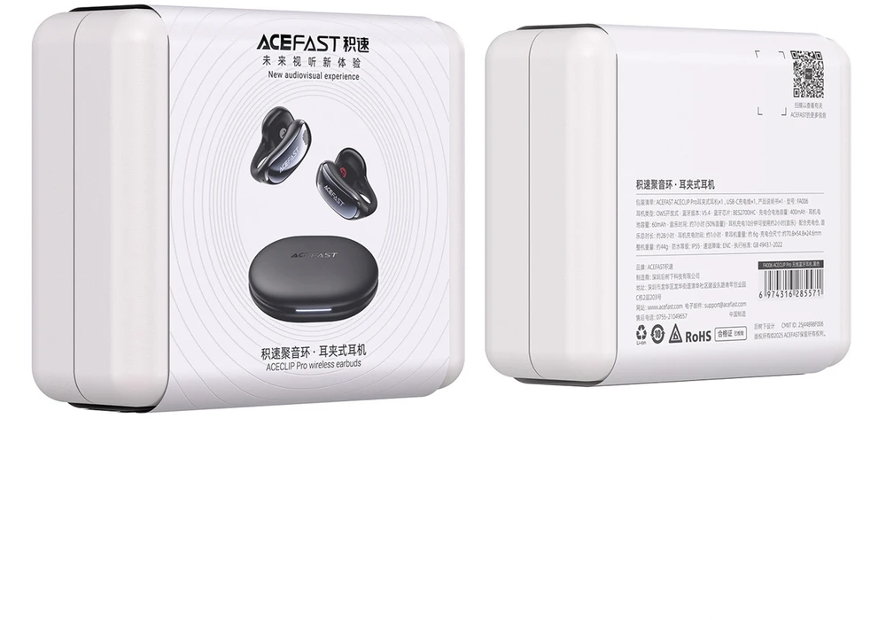 Acefast FA006 ACEGLIP Pro į ausis įdedamos belaidės ausinės OWS - juodos