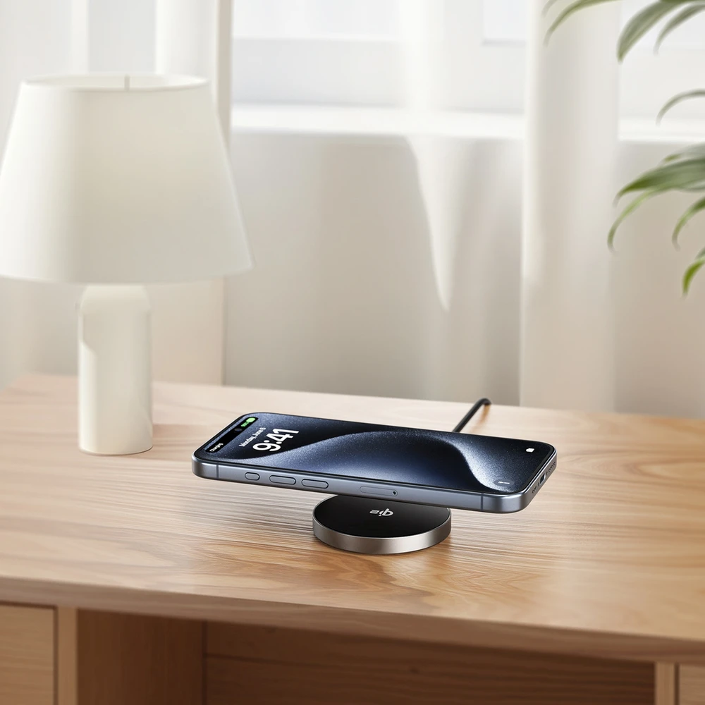Acefast E24 Qi2 15W magnetinis indukcinis įkroviklis su 1,2 m USB-C laidu - Juodas