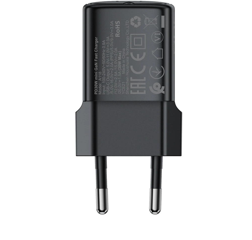 Acefast A118 GaN PD 30W USB-C sieninis įkroviklis - Juodas