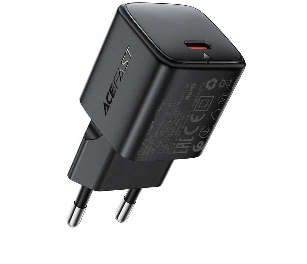 Acefast A118 GaN PD 30W USB-C sieninis įkroviklis - Juodas