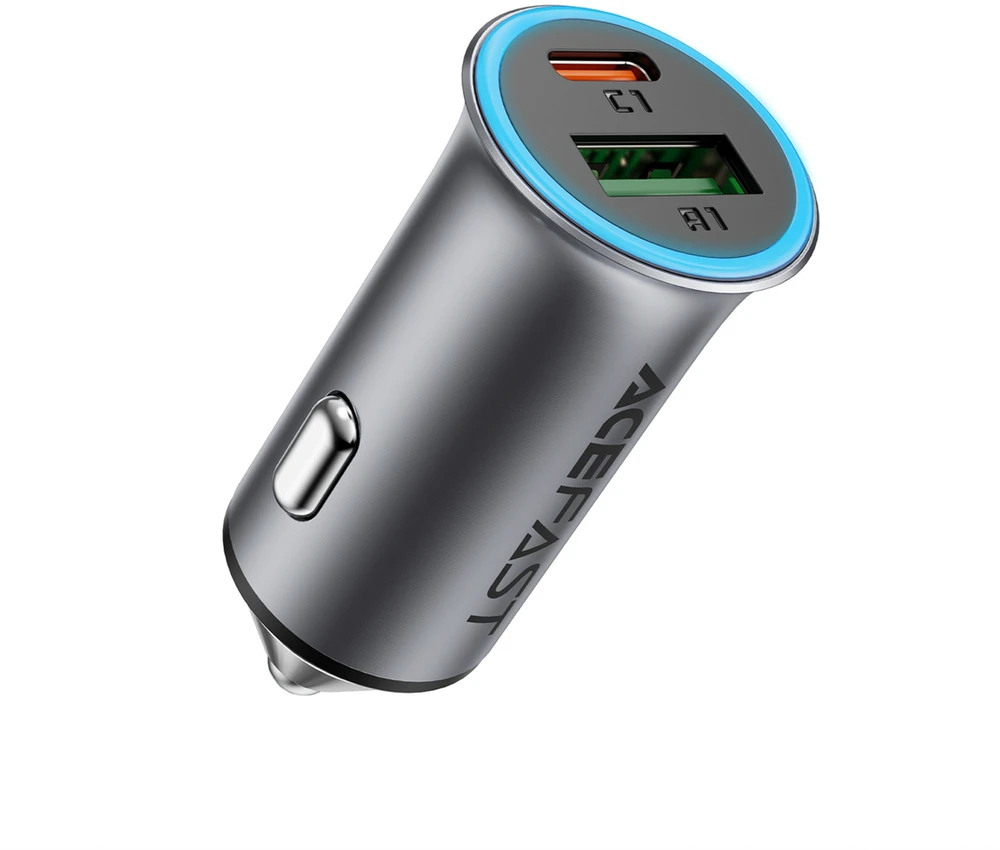 Automobilinis įkroviklis Acefast B16 95W USB-C/USB-A pilkas